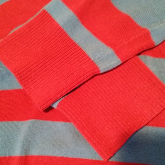 Red and Turquoise Striped Sweatshirt - Picture 5 of 6